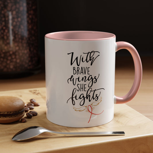 Mug - Breast Cancer Awareness With Brave Wings Design