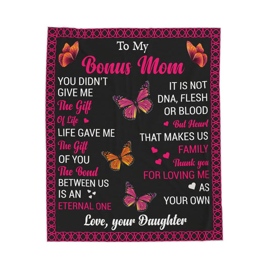 To My Bonus Mom | Velveteen Plush Blanket