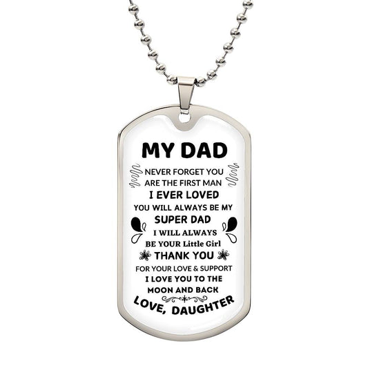 To My Dad | To The Moon And Back | Luxury Graphic Dog Tag Necklace