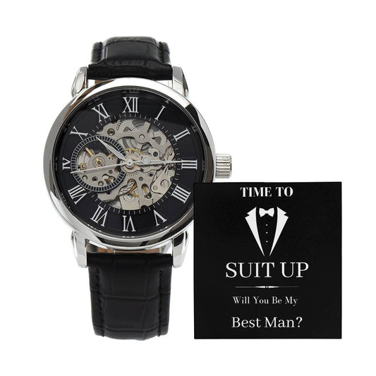 Time To Suit Up | Best Man Tuxedo | Men's Openwork Watch