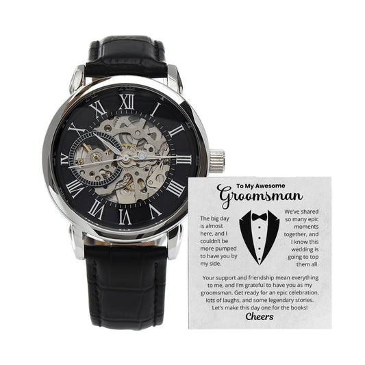 To My Awesome Groomsman | The Big Day Is Almost Here | Men's Openwork Watch