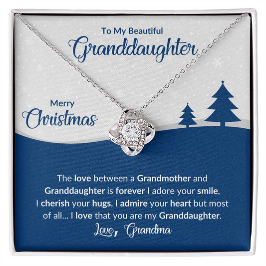 To My Beautiful Granddaughter | Merry Christmas | Love Knot Necklace