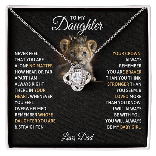 To My Daughter, You Will Never Lose - Love Knot Necklace