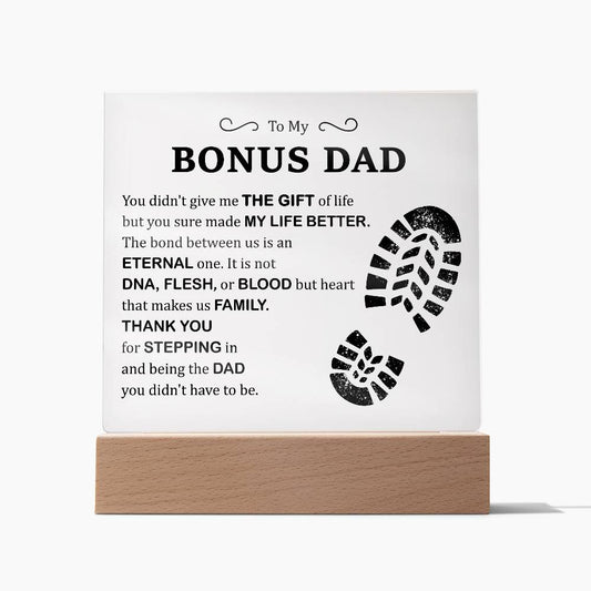 Bonus Dad | Thank you For Stepping In | Acrylic Square Plaque