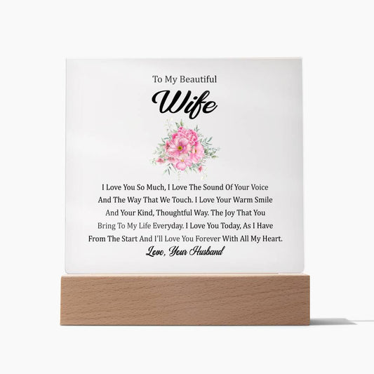 To My Beautiful Wife | I Love You So Much - Square Acrylic Plaque!