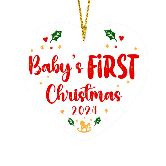 Baby's First Christmas 2024 | High Gloss Heart Ornament