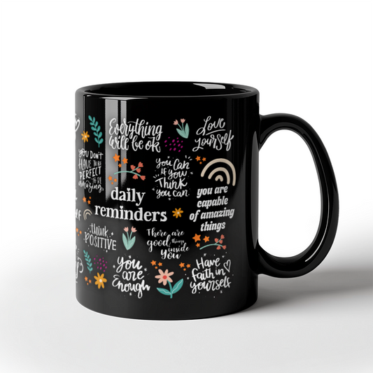 Daily Reminders Mug | Black Ceramic Mug